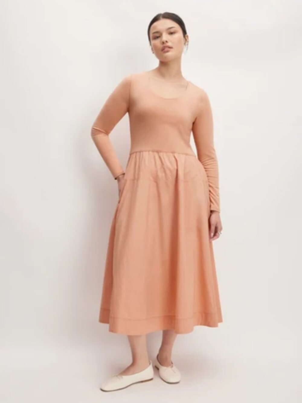 Everlane Long-Sleeve Riviera Dress Blush Pink